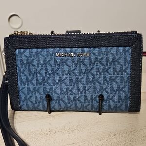 Michael Kors EUC Denim Blue Wristlet